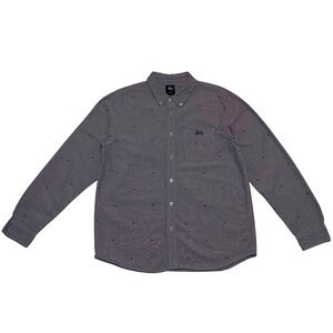 VINTAGE Stussy Crown Oxford Button Up Shirt Purple Mens Size Medium